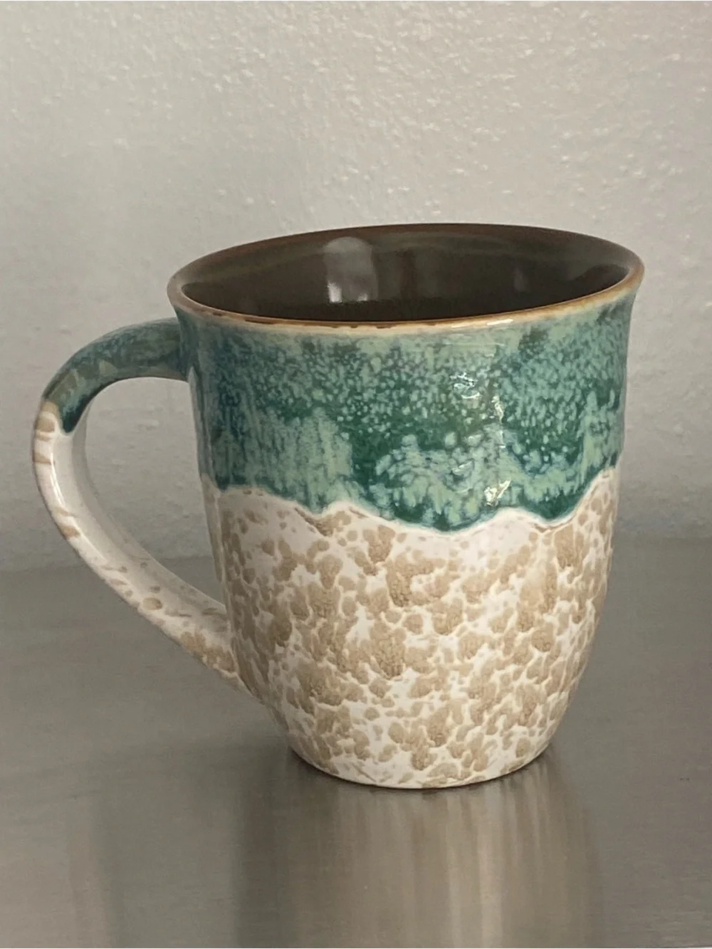 NEW SAN DIEGO SEA TURTLE CERAMIC MUG IN TEAL AND SAND